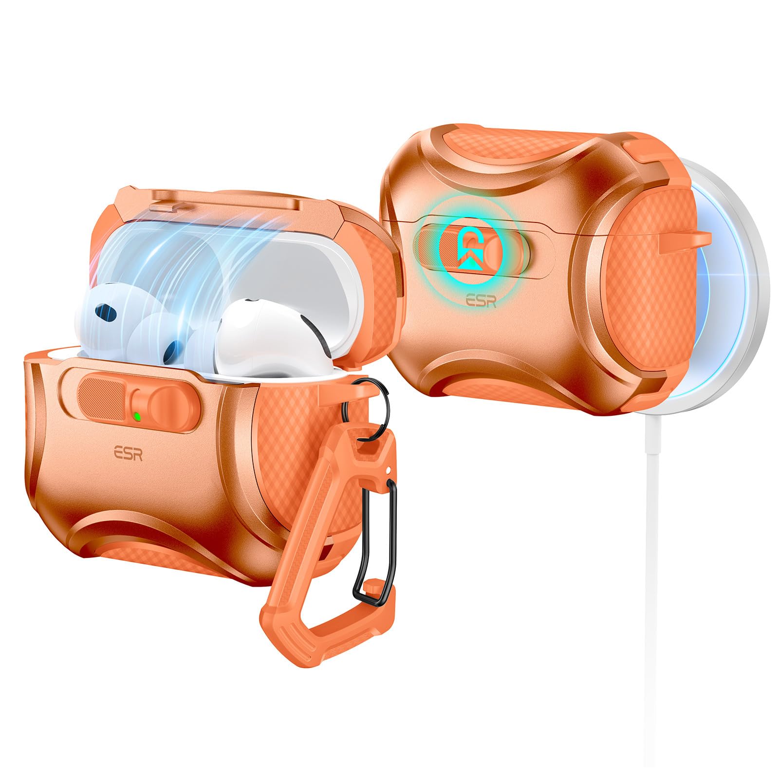 ESR AirPods Pro Case with Lock — rugged protection with carabiner clip and MagSafe charging